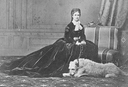 1867 Sisi in famous pose with her dog 'Shadow' by Emil Rabending