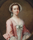 Ann Burney, half-length, in a pink dress with a lace bonnet and sleeves, with pearl earrings and a choker, in feigned oval attributed to Rev. James Wills (auctioned by Christie's) From Christie's