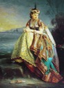 Empress Eugenie in an Orientalist fancy dress costume by ? (location ?) From historicalfashions.com:2015:03:fancy-dress-costume-personification-of 23.html fixed upper right corner