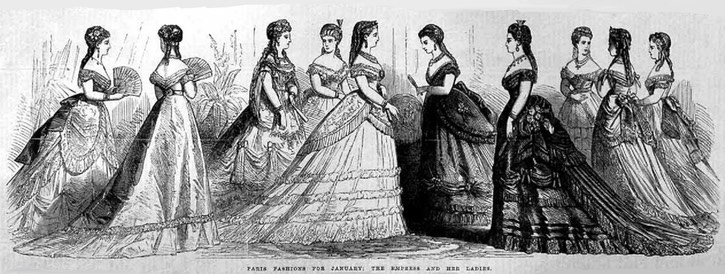 1869 Empress Eugenie and Ladies ILN Jan1870 EB fixed oversizing